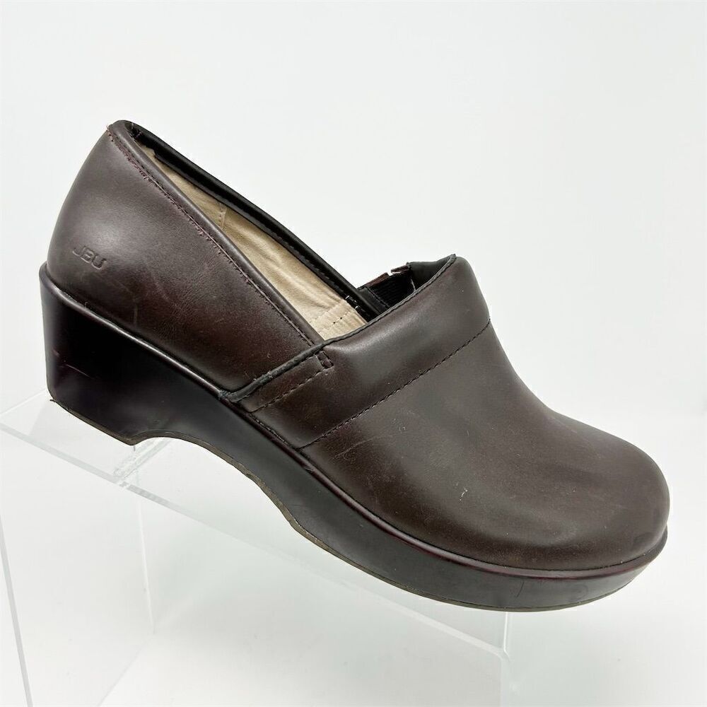 JBU by Jambu Women's Brown Floral Leather Clogs Size 10M Slip-On